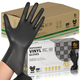 SWIFTLITE Black Vinyl Gloves, Food Grade Gloves Disposable Latex Free & Powder Free, Guantes for Cleaning Cooking Food Prep (1000, Medium)