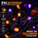 DAZZLE BRIGHT Halloween 300 LED String Lights, 100FT String Lights with 8 Lighting Modes, Halloween Decorations for Party Carnival Supplies, Outdoor Yard Garden Decor (Purple & Orange)