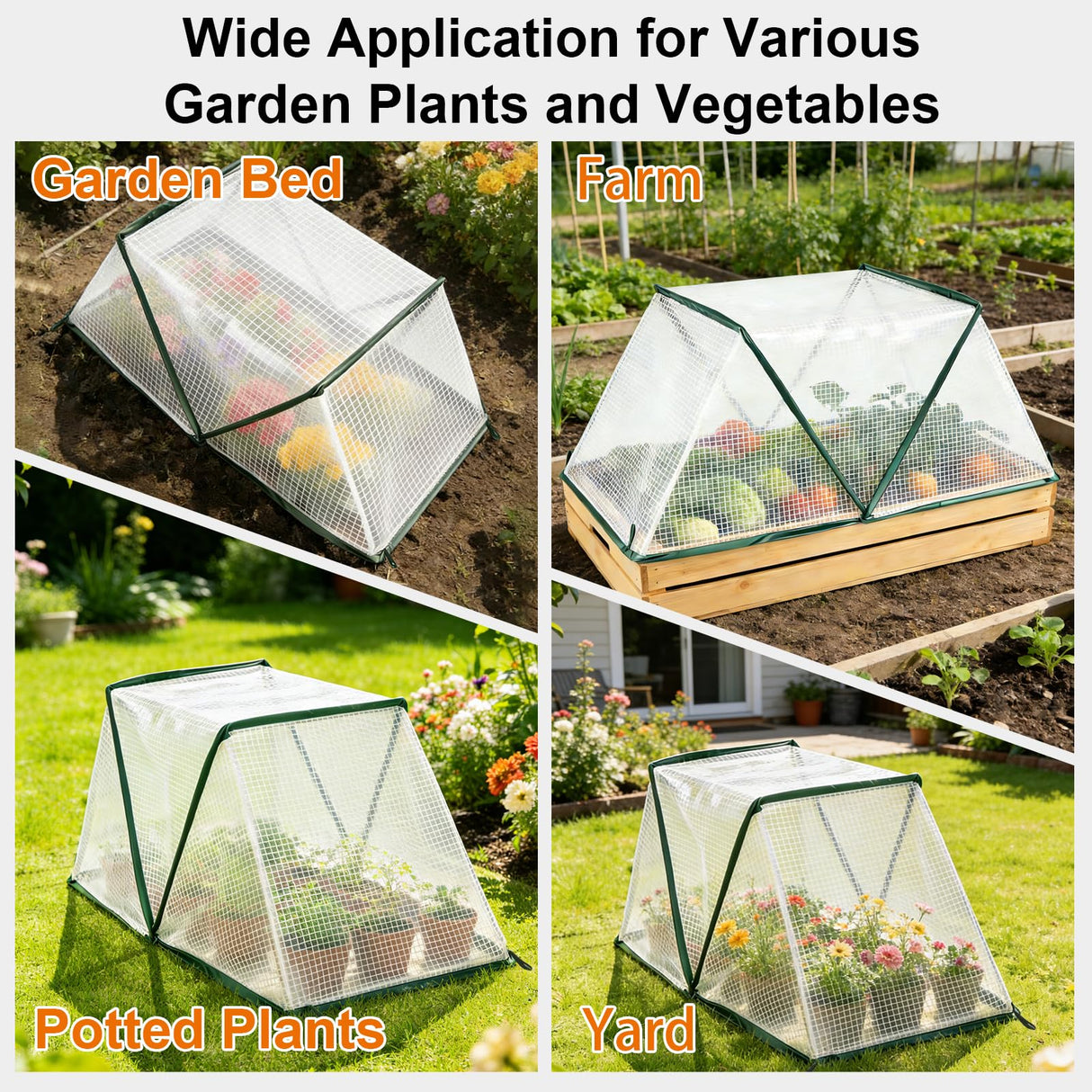 2 Pcs Foldable Garden Row Accelerator Plants Cover-31.9" x 12.2" x 14.1"