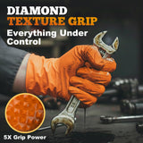 TitanFlex Heavy Duty Industrial Orange Nitrile Gloves, 8-mil, Gloves Disposable Latex Free with Raised Diamond Texture Grip, Powder Free, Rubber Glove, Mechanic Gloves,100-ct Box (XL)