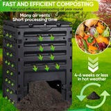 SUPER DEAL 120 Gallon Compost Bin, 450L Outdoor Garden Waste Composter with Flip-top Lid and Bottom Door, Large Capacity BPA Free Material for Fast Creation of Fertile Soil, Easy to Assemble, Black