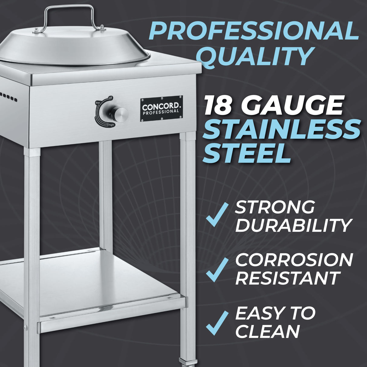 Concord Professional Vortex Burner Stainless Steel Commercial Wok Range Single Burner Outdoor Propane Stove. Great for Stir Fry, Outdoor Kitchen, Asian Cuisine