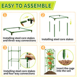 SORANGEUN 3 Pack Square Tomato Cages for Garden - 42 Inch Heavy Duty Tomato Plant Support Stakes, Sturdy Metal Core with Rust-Resistant Coating, Tomato Trellis for Raised Beds