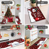 JWXCBIM Let It Snow Christmas Snowman Kitchen Rugs and Mats Set of 2, Buffalo Plaid Winter Snowflake Xmas Holiday Home Kitchen Decor Floor Mats, Washable Non-Slip Sink Carpet 17x30+17x47 Inches