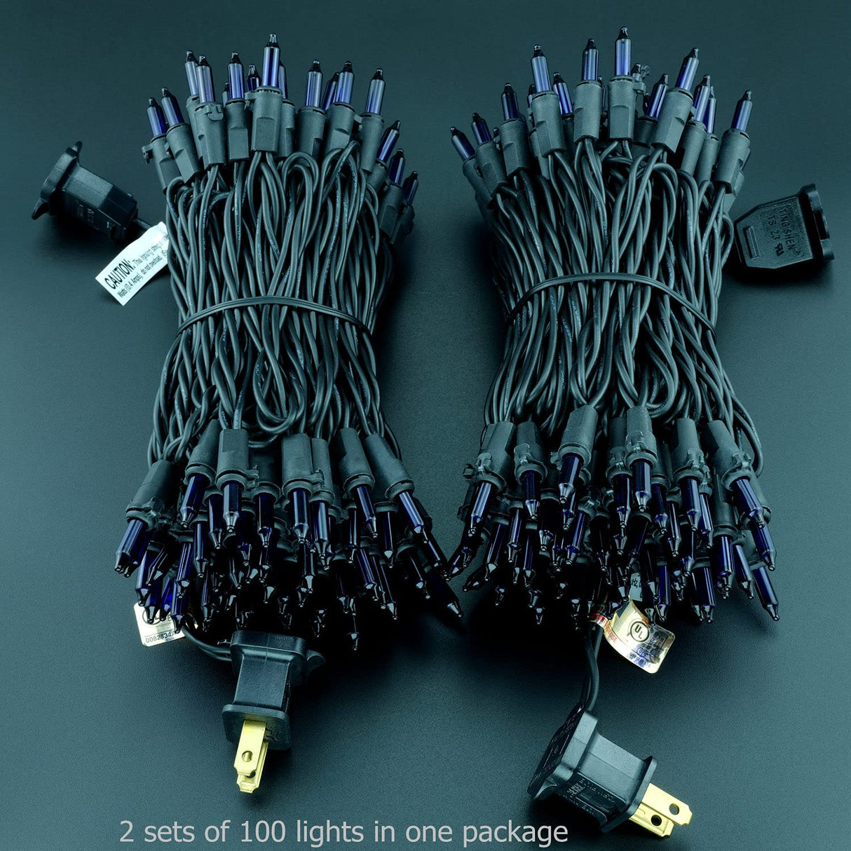 YULETIME 200 Purple Halloween Lights with Black Wire, Pack of 2 Sets 33 ft 100 Count UL Certified Christmas String Lights (Purple)