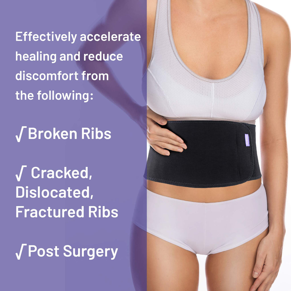 Everyday Medical Broken Rib Brace for Men and Women - Bamboo Charcoal Rib Support Compression Brace - accelerates The Healing of Cracked, Dislocated, Fractured and Post-Surgery Ribs - Large