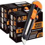 REXBETI Utility Knife, Retractable Box Cutter for Cartons, Cardboard and Boxes, 18mm Wider Razor Sharp Blade, Smooth Mechanism, Perfect for Office and Home use (72 Pack)