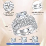 AVECON 5CT Princess Cut Engagement Ring, Promise Wedding Cubic Zirconia White Gold Plated Band Set for Women, Size 7