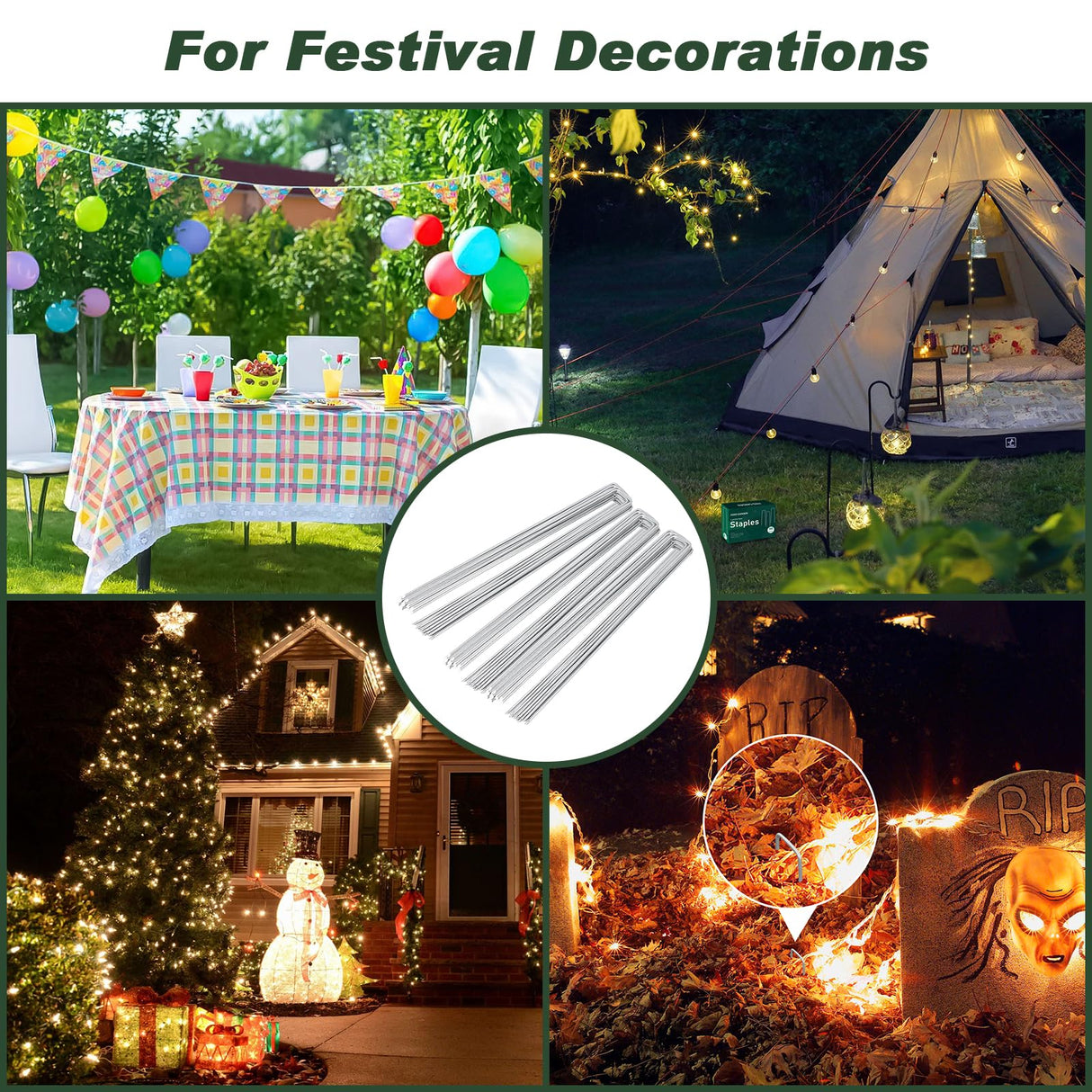 FEED GARDEN 6 Inch 100 Pack Galvanized Landscape Staples Plant Cover Stakes 11 Gauge Tent Stakes Garden Stakes Landscaping Fabric SOD Pins Yard Stakes for Decoration Weed Barrier Fabric