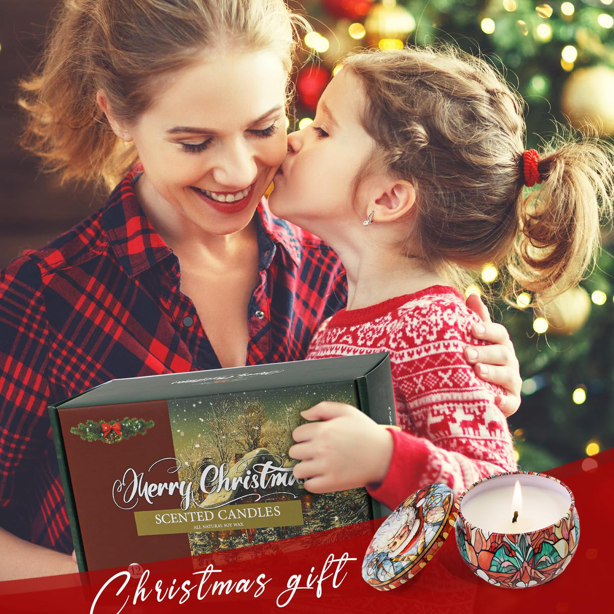 Christmas Candle Gifts Set,12 Pack Scented Candles for Women,300 Hour Long Lasting Natural Soy Wax Aromatherapy Candle, Christmas Gifts for Women