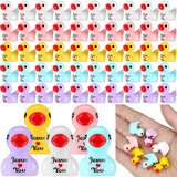Suzile 100 Pcs Mini Jesus Resin Ducks Little Figures Bulk Jesus Loves You Christian Mini Duck Figures Duckies to Hide and Seek Religious Party Decoration for Church Baptism Sunday Reward Gifts