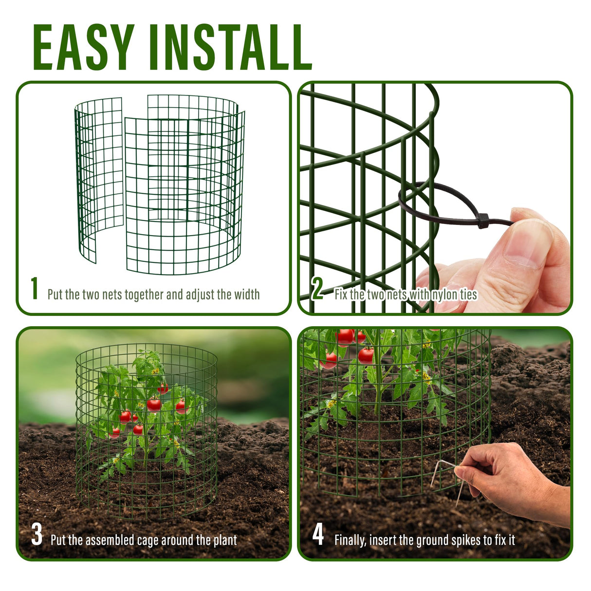 Warmfarm DIY Metal Plant Protectors from Deer, Garden Fencing Animal Barrier Size 11.8 * 15.7 inches, Mesh Plant Cage Chicken Wire Cloche for Plants with Stakes and Nylon Cables