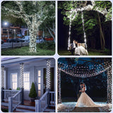 XmasBokeh 2 Pack Solar Christmas Lights, 158FT 480 LED String Lights for Outside Waterproof, 8 Modes Solar Powered Outdoor Lights for Backyard Patio Tree Party Garden Decoration, White