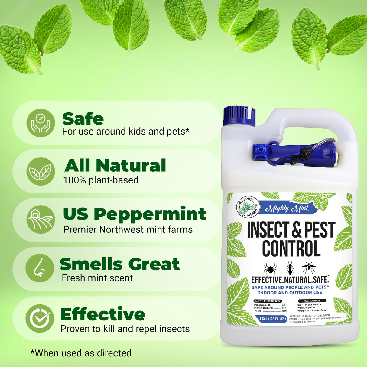 Mighty Mint Gallon (128 oz) Insect and Pest Repellent Peppermint Oil - Natural Spray for Spiders, Ants, and More