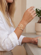 mulanci Cable Bracelets for Women, Twisted Cable Bracelet Cuff, Mixed Metal Two Tone Silver and Gold Bracelet, Wire Bangle Bracelets for Women