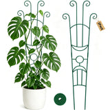 KINGLAKE Plant Trellis for Climbing Plants Indoor Outdoor - 2 Pack 32.7 Inch Green Expandable Metal Garden Trellis for Potted Climbing Plants Support Flower Vine Ivy Monstera Houseplant with Tape