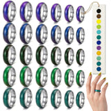 PIKTIME 50 Pcs Mood Rings Bulk, Color-Changing Metal Alloy, 5 Sizes 6-10