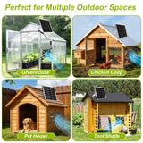 7.1" Solar Powered Exhaust Fan, 16.5 ft Cord + 25W Solar Panel Greenhouse Ventilation Fan, 3800RPM IPX7 Waterproof Solar Vent Fan for Chicken Coop, Shed, Dog House, Outdoor Intake & Exhaust