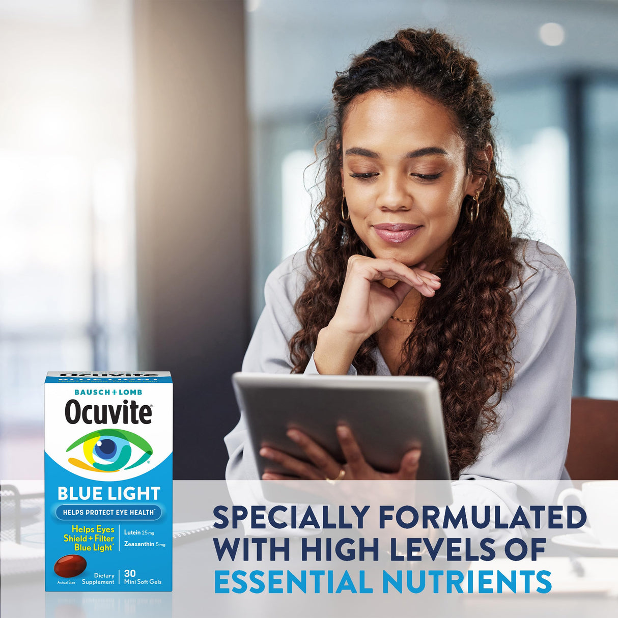 Ocuvite Bausch + Lomb Blue Light Lutein 25mg Lutein & Zeaxanthin Supplement, 30 Softgels