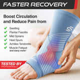 Sleeve Stars Ankle Brace for Women & Men, Ankle Wrap for Sprain, Compression Sleeve for Plantar Fasciitis Relief, Easy Customizable Support: w/ Removable Strap (Single/M:10"-12"/Light Blue)