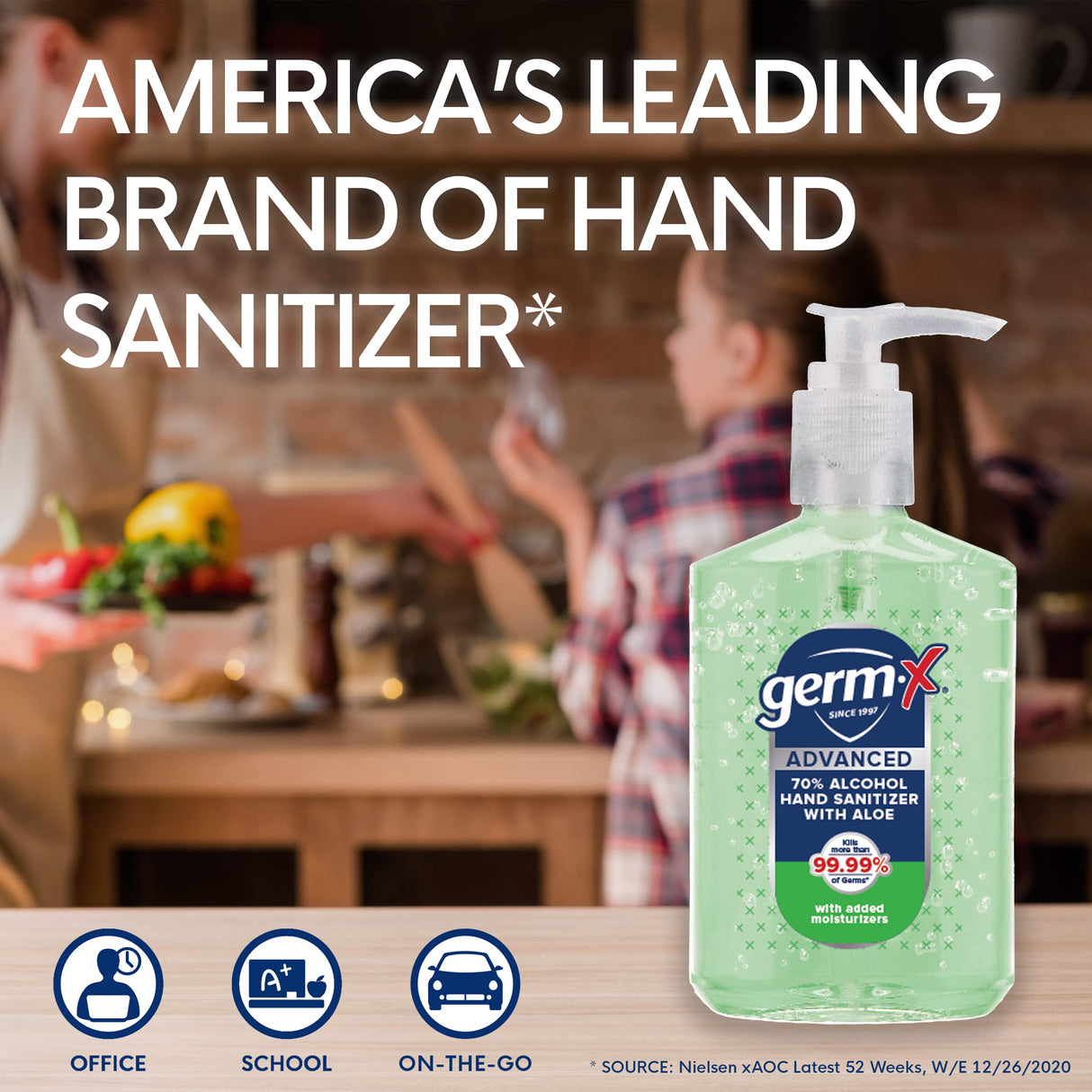 Germ-X Advanced Hand Sanitizer with Aloe and Vitamin E, Non-Drying Moisturizing Gel, Instant and No Rinse Formula, Pump Bottle, Back to School Supplies College, 8 Fl Oz (Pack of 6)