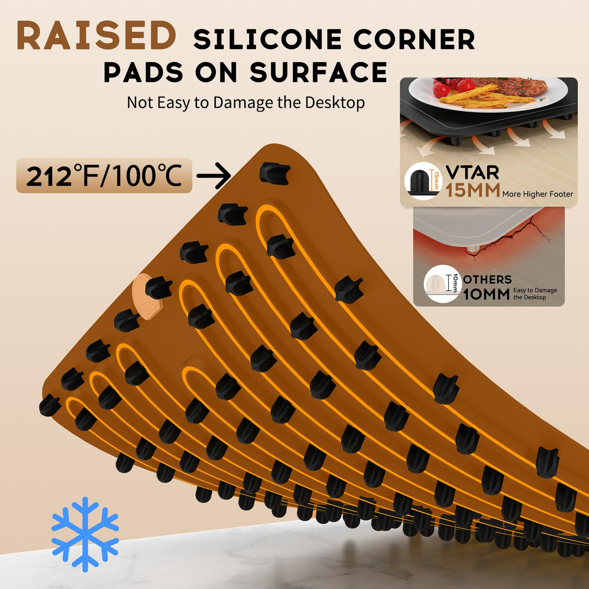 VTAR Rollable Electric Food Warming Mat | 3-Temp Buffet Tray Warmer for Parties | Even Heating, Portable Silicone Design, Auto Shut Off & Child Lock- Black