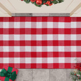 Christmas Red and White Plaid Rug 3 x 5 Ft, Hand-Woven Indoor/Outdoor Layered Cotton Blend Buffalo Plaid Rug, Washable Front Door Mat, Perfect for Porch, Living Room, Entryway