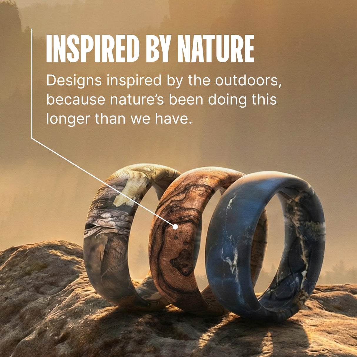 Groove Life Men's Silicone Ring, Breathable Wedding Band, Burled Walnut 10