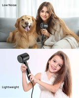Hair Dryer, High-Speed Ionic Low Noise Blow Dryer with Brushless Motor for Fast Drying, Thermo-Control Quiet Compact Hair Blow Dryer with Magnetic Diffuser for Curly Hair for Home Travel Salon