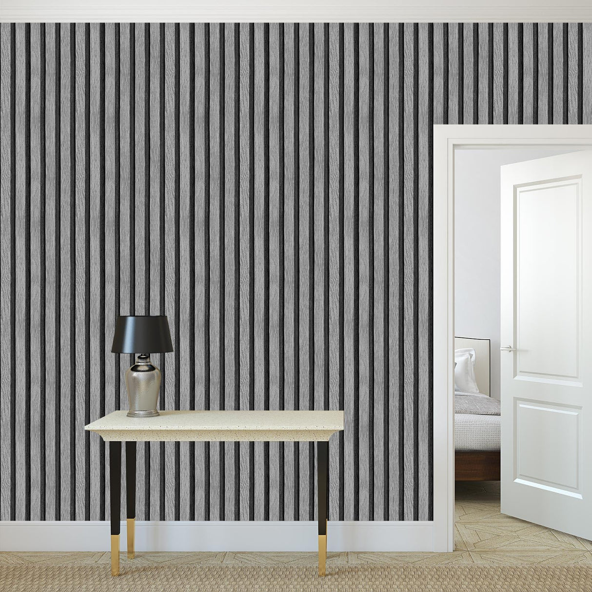 Yun-aeon Natural Wood Peel and Stick Wallpaper Grey Wood Slats - 17.3"x 300" Self-Adhesive Waterproof Vinyl Removable Wall Paper for Wall Decor Bedroom