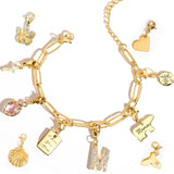 MignonandMignon Charm Bracelet for Women Gold Personalized | Build Your Own Bracelet with Interchangeable Charms | Birthstone Initial Zodiac Gift for Mom Grandma Mothers Day