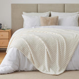 BEDELITE Ribbed Fleece Throw Blanket for Couch, Cream, 50"x60"