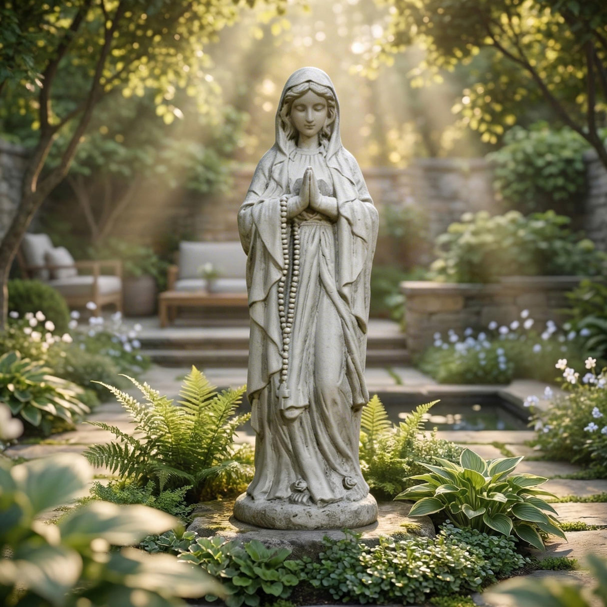 BETISEF Virgin Mary Praying Statue, Outdoor 30 Inch Tall Large Religious Garden Statue, Blessed Mother Outdoor Statue, Virgen De Guadalupe Statues for Yard, Patio, Home Decor