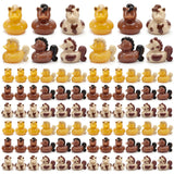 Memorywuu 72 Pcs Mini Horse Duck Bulk Tiny Bucking Bronco Duck Figurine Resin Pool Float Bath Decor Gift for Horse Racing Festival Basket Stuffers Table Party Decorations