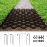 Gravel Grid 3'' Depth with Metal Stakes, 6.6x16.4 FT Geogrid for Gravel Driveway 2200 lbs per Sq FT Erosion Control Ground Grid Gravel Stabilizer Grid for Driveway, Parking Lot, Slope, Walkway, Patio