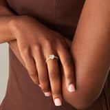 PAVOI 14K Gold Plated Heart Halo Promise Ring for Women - White Gold