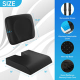 CUSHIO Wheelchair Cushion for Pressure Relief - (2-Piece Set) 18”x16” Anti-Slip Wheelchair Seat Cushions for Adults, Seniors with Lumbar Pillow and Removable Strap, Gel Cushion for Wheelchair