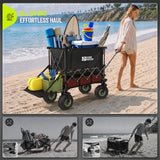 HIKEMOON Double Decker Collapsible Tailgate Wagon, Balloon Wheels, Black