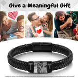 Personalized Picture Bracelet for Men Custom Engraved Bracelets with Photo Name,Custom Bracelet Gift for Boyfriend Husband Father's Day Christmas (Black)