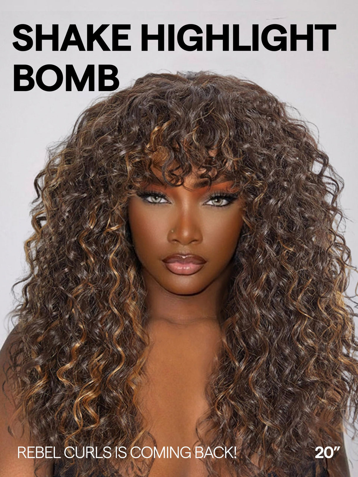 GORGIUS Shaggy Haircuts Natural Highlight Curly Wigs with Bangs Crafted with Style-Archive Technology: Premium Fiber & Remy Human Hair Blended, Realistic Look with True Scalp