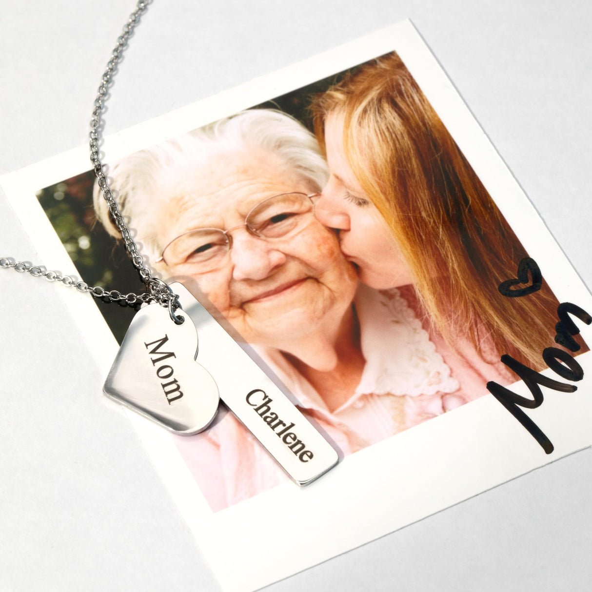 Custom Necklaces for Women - Mom Necklace for Women, Name Bar & Heart Charm