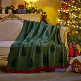Amélie Home Christmas Knit Throw for Couch, Reversible Soft Cozy Chenille Blanket for Home Decor Gift for Family, 50" x 60", Green Christmas Tree