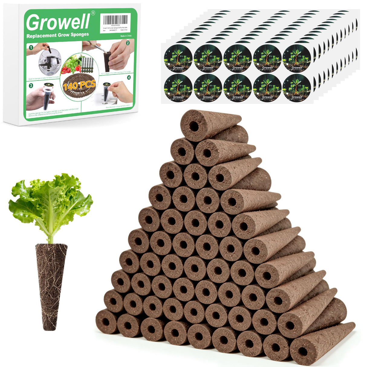 Growell 280Pcs Hydroponic Pods Kit, Seed Starter Refill for Indoor Garden