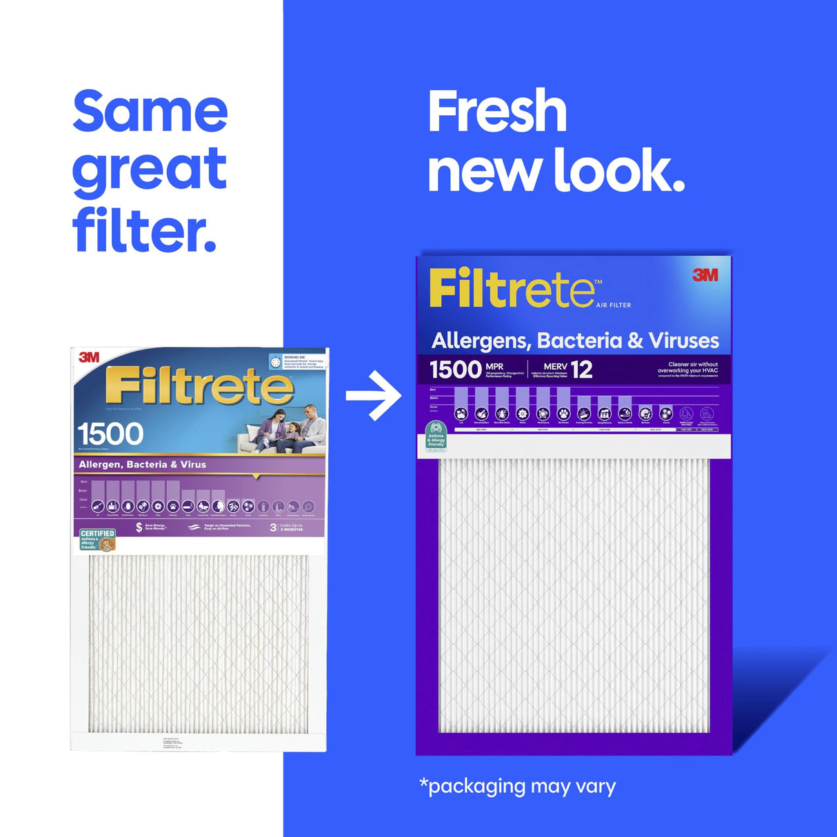 Filtrete 16x25x1 Air Filter, MERV 12, MPR 1500, Allergens, Bacteria & Viruses, 3-Month AC and Furnace Filters, Cleaner Air, Reliable Airflow, 6 HVAC Filters (Actual Size 15.62 x 24.62 x 0.78 in)