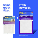 Filtrete 16x25x1 Air Filter, MERV 12, MPR 1500, Allergens, Bacteria & Viruses, 3-Month AC and Furnace Filters, Cleaner Air, Reliable Airflow, 6 HVAC Filters (Actual Size 15.62 x 24.62 x 0.78 in)