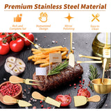 48 Pcs Charcuterie Boards Accessories Butter Spreader Knives Set Stainless Steel Cheese Mini Serving Tongs Spoons Forks Dipping Bowls Toothpick Flags Utensils for Pastry Making Wedding Christmas(Gold)