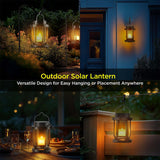 FriutShine Solar Lantern Outdoor & Indoor Use – Hanging Solar Lights with Realistic Flickering Flameless Candle, Weatherproof for Gardens, Patios, Trees, and Lawns (Black + Gray, 2 Pack)