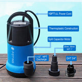 FOTING Sump Pump 1HP Clean/Dirty Submersible Water Pump,4600GPH Utility Pump Thermoplastic Electric Portable Transfer Water Pump for Swimming Pool Pond Basement with 10ft Power Cord,Manual