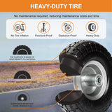 4.10/3.50-4 Tire and Dolly Wheel Flat Free - Solid Rubber Hand Truck Wheels 5/8" Axle - Gorilla Cart Tires Replacement for Garden, Wagon, Yard and Wheelbarrow (10 Inch 4 Pack)