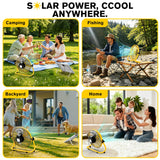 ZMLBTF 14" Solar Powered Fan with 20W Solar Panel & Rechargeable Battery, Portable, Quiet 12 Speed, 360° Tilt Head for Outside, Camping, Travel, Greenhouse, Chicken Coop, Patio, gazebo (Yellow)